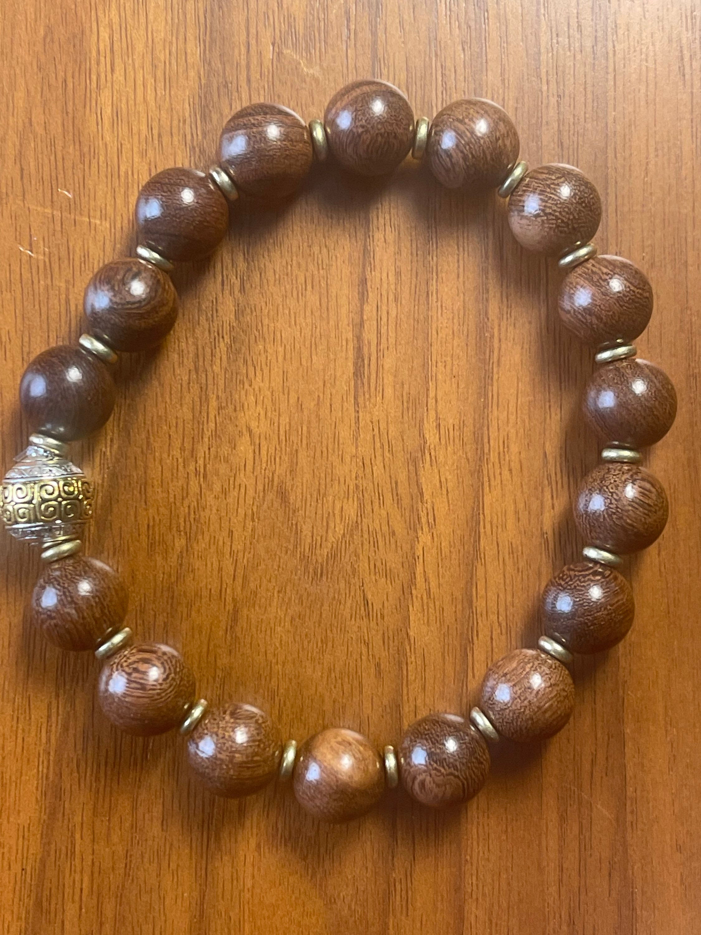 Madre de Cacao with Brass & 2-toned Focal Bead