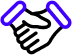 Icon eines Handschlags, symbolisiert Partnerschaft und Zusammenarbeit.