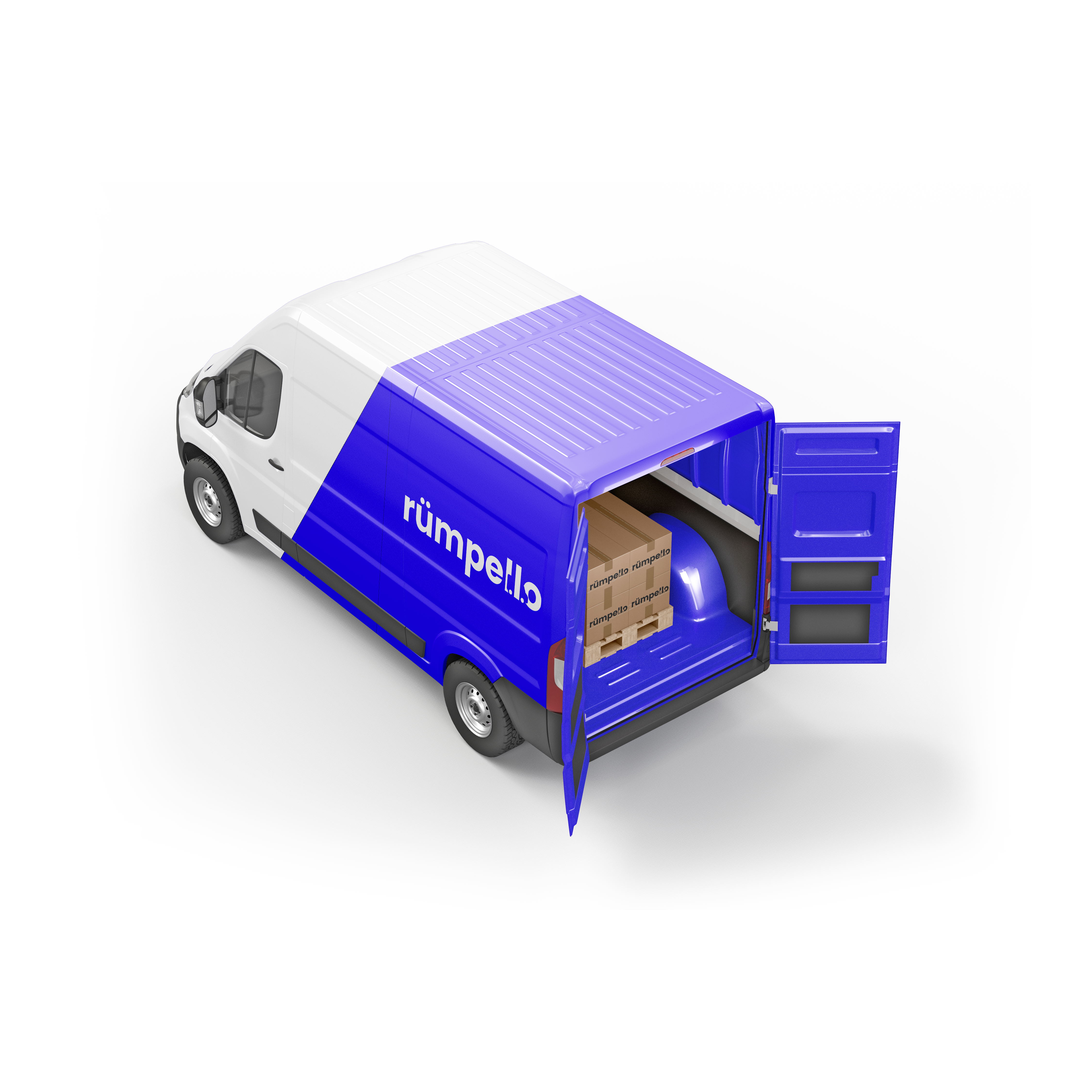Laderaum eines Transporters von Rümpello, beladen mit Möbeln und Materialien aus einer Entrümpelung.