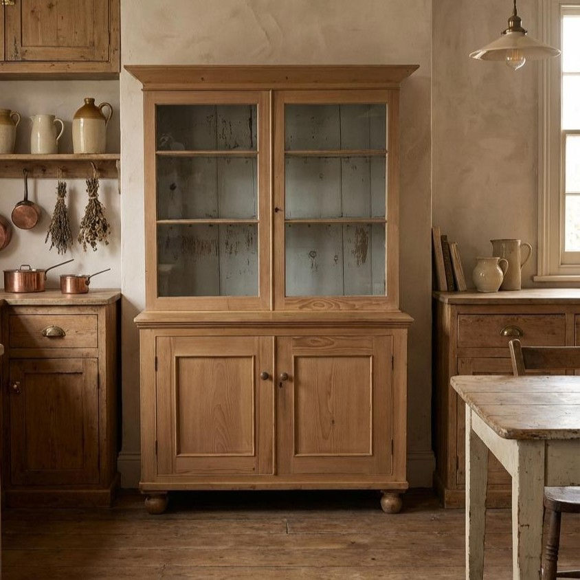 Victorian Pine Glazed Cupboard