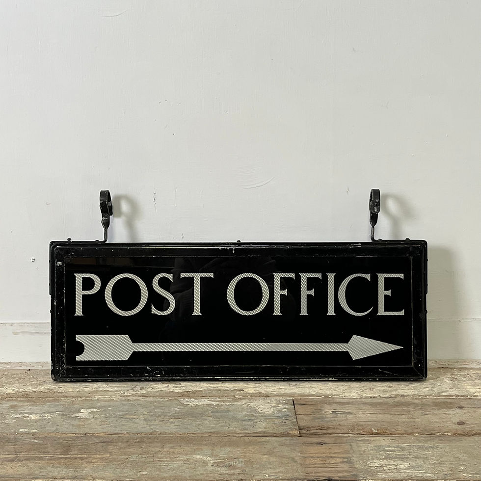 Thumbnail: 1920's Double Sided Glass Post Office Direction Sign