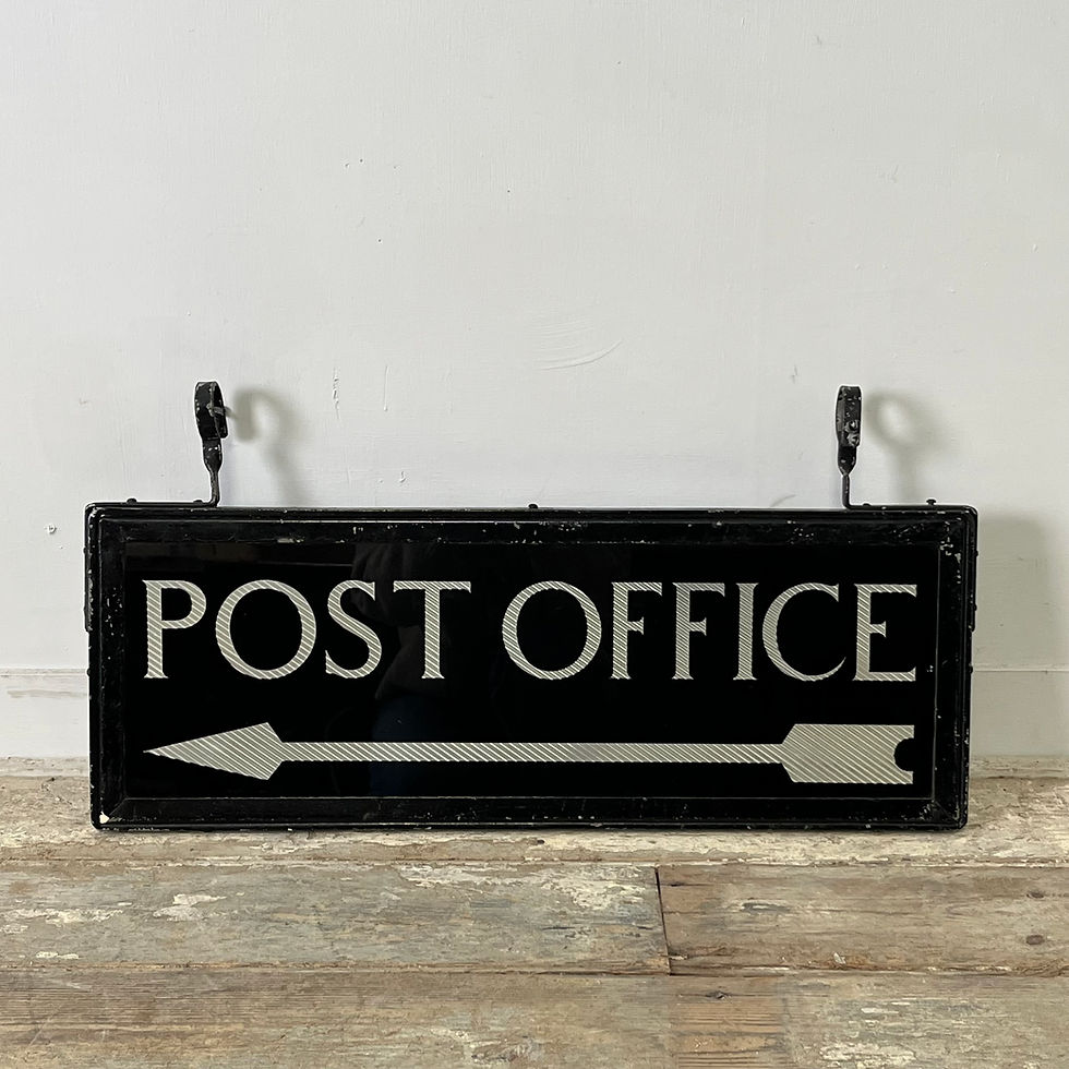 Thumbnail: 1920's Double Sided Glass Post Office Direction Sign