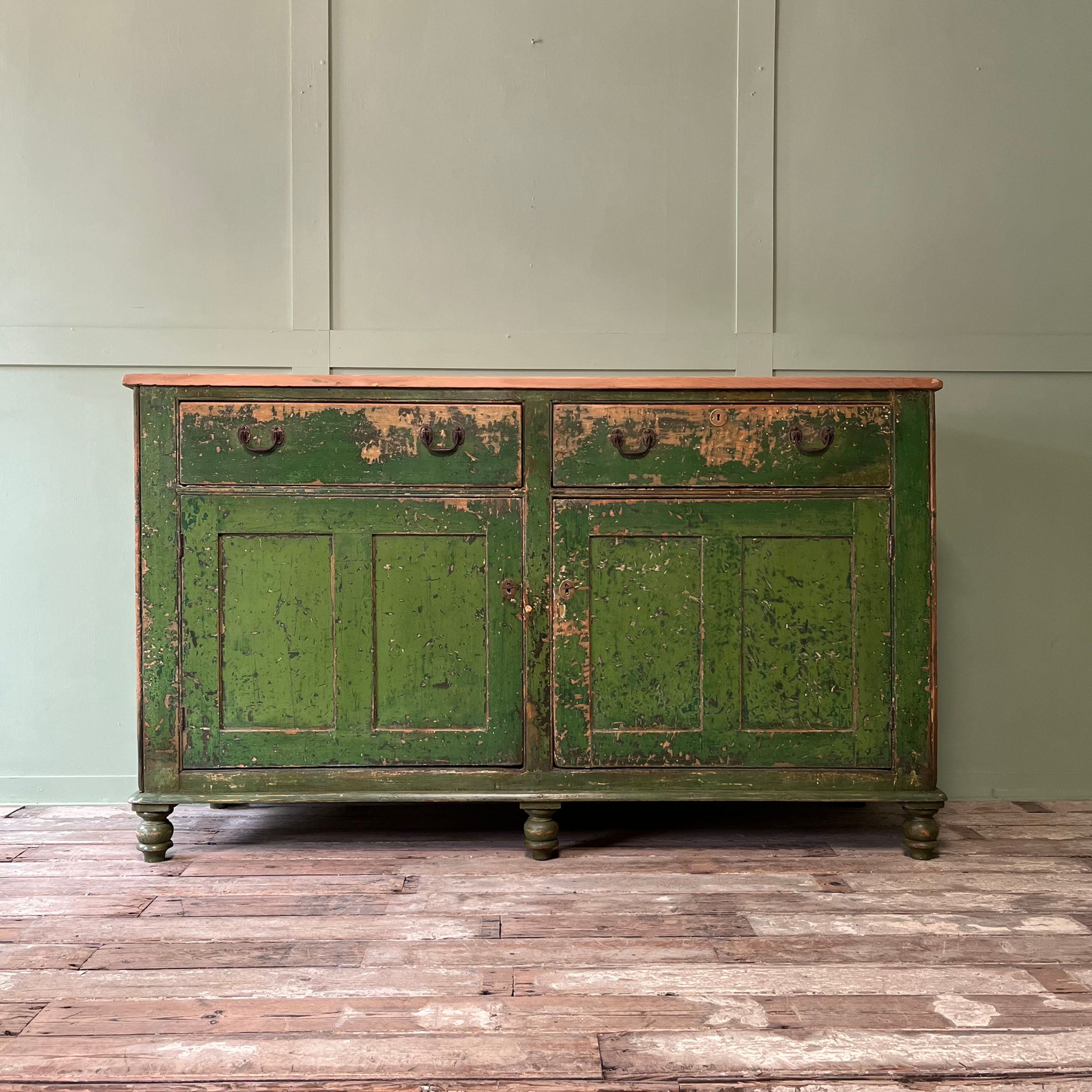 19th C. Painted Pine Kitchen Base