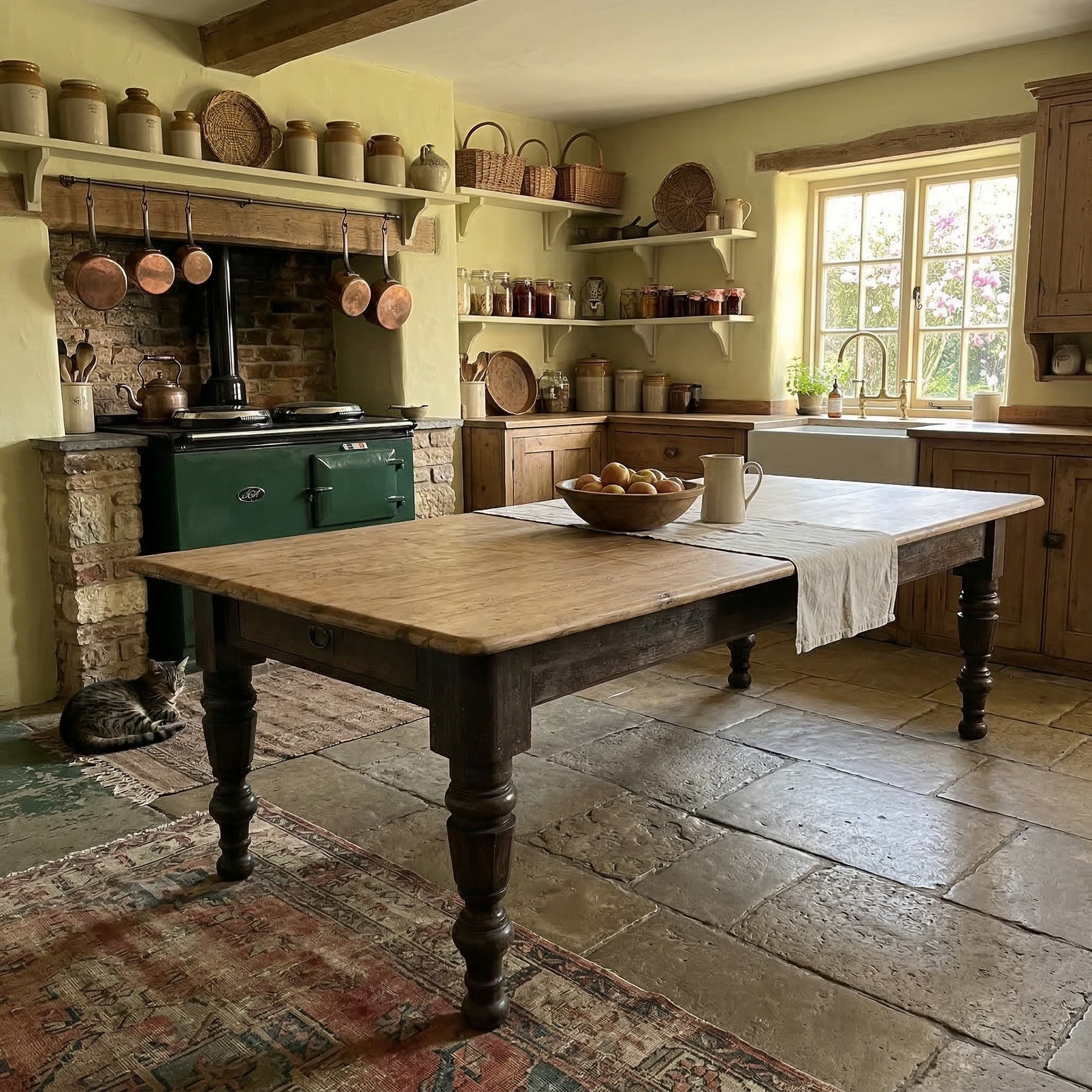 Very Large Victorian Pine Country House Kitchen Table