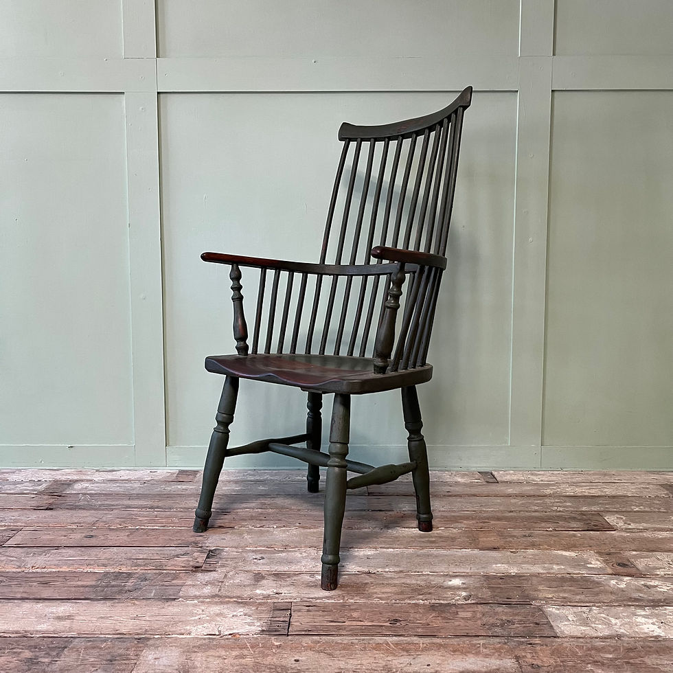 Thumbnail: 19th C. Painted Elm Comb Back Chair