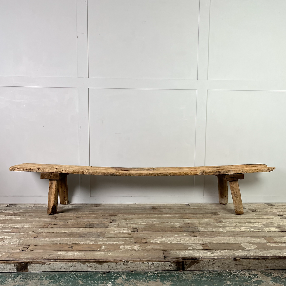 Long 19th C. Rustic Pine Pig Bench
