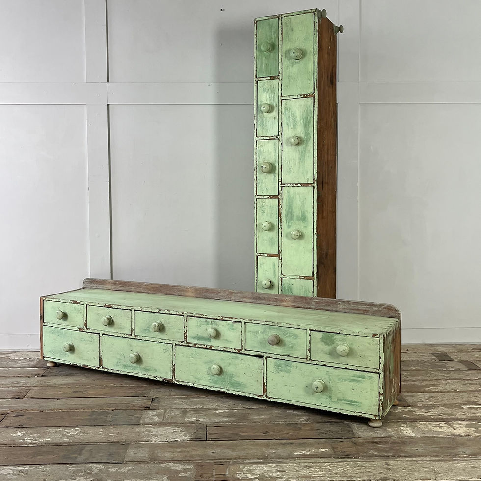 Painted Pine Bank of Drawers