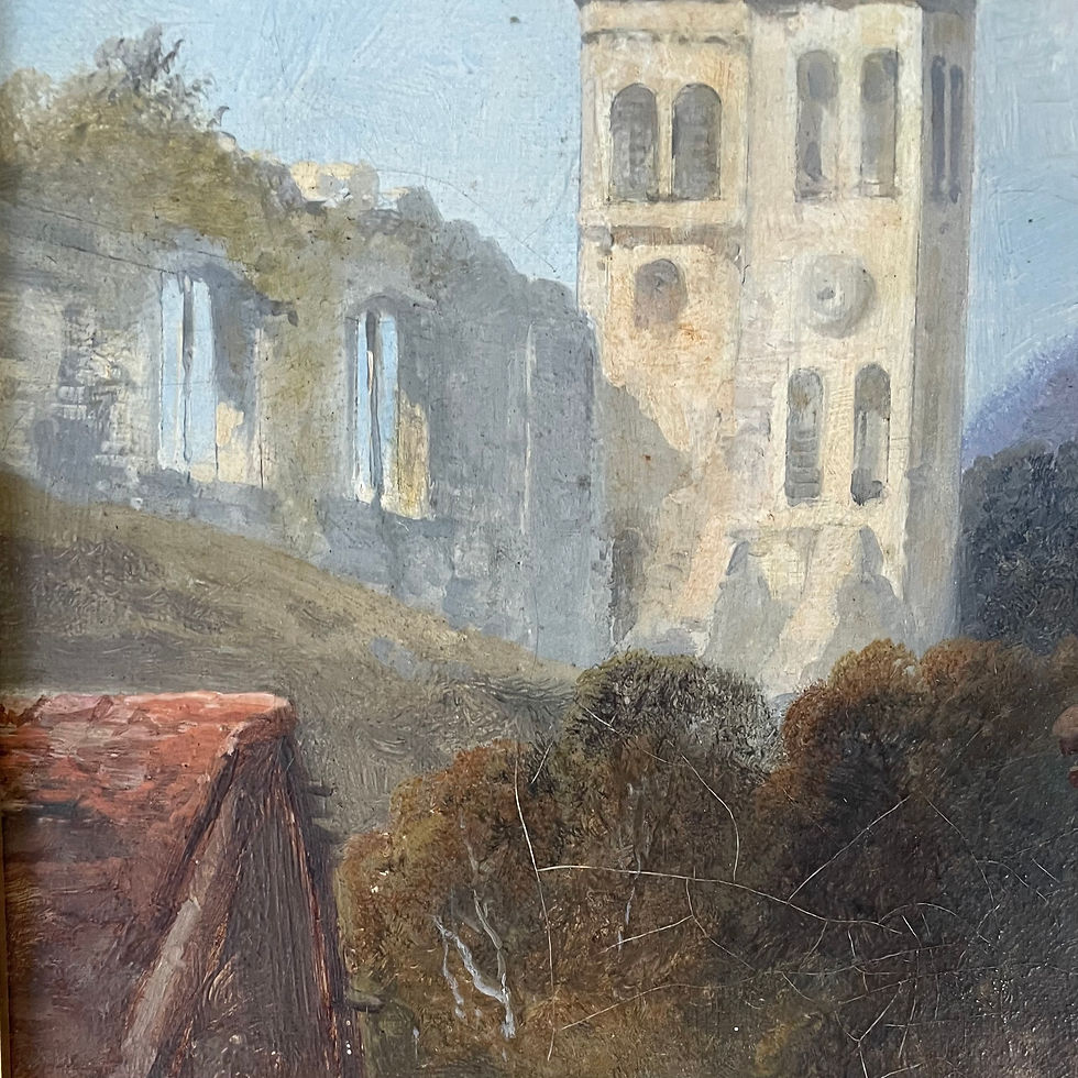 Thumbnail: Victorian Oil on Canvas of Village Scene