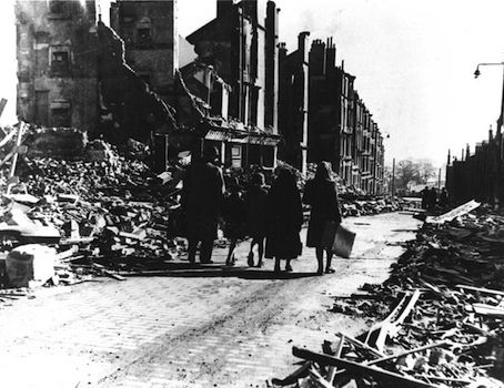 A family stranded after Blitz in WW2 London