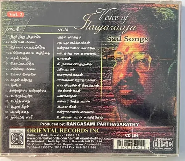 Voice Of Ilaiyaraaja Sad Songs - Tamil Film Songs - ORI AAMS CD 364