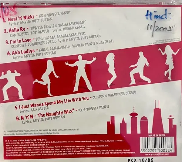 Thumbnail: Neal 'N' Nikki Audio Cd - Hindi Film Songs - Yash Raj Music YRM-CD 90012
