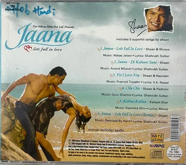 Jaana Audio cd - Hindi Film Songs - Saregama NHF - 11219