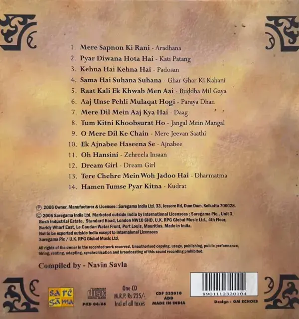 Kishore Kumar - Romance audio cd - Hindi Film Songs - Saregama CFD 332010