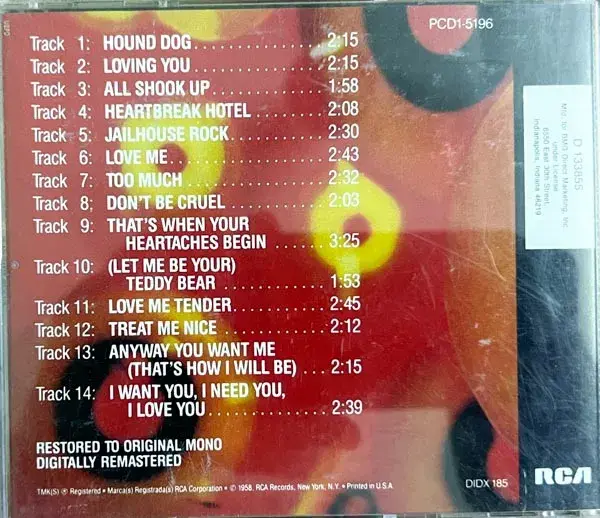 Elvis'Golden Records Elvis Presley audio cd - English songs - RCA Made In USA