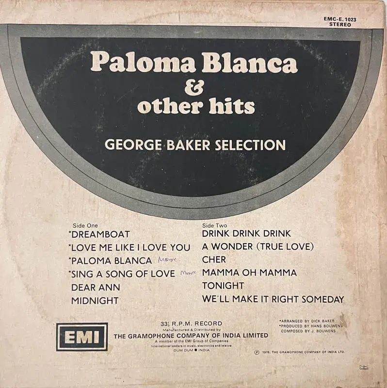 Paloma Balanca & Other Hits _George Banker Selection Vinyl EP 33.3 rpm - EMI