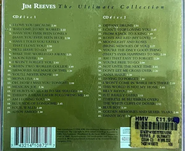 Jim Reeves  Ultimate Collection - 2 cd pack - English Songs - RCV Victor
