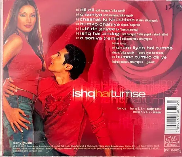 Thumbnail: Ishq Hai Tumse  Audio CD - Hindi Film Songs - Sony Music 5138252