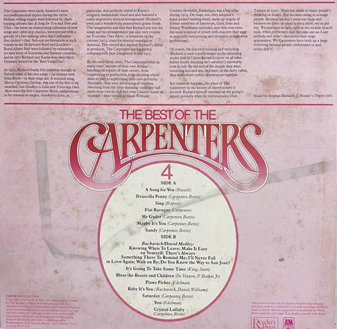 Thumbnail: The Best of the Carpenters by Reader Digest- 4 LPs Set in Box  - Made in England