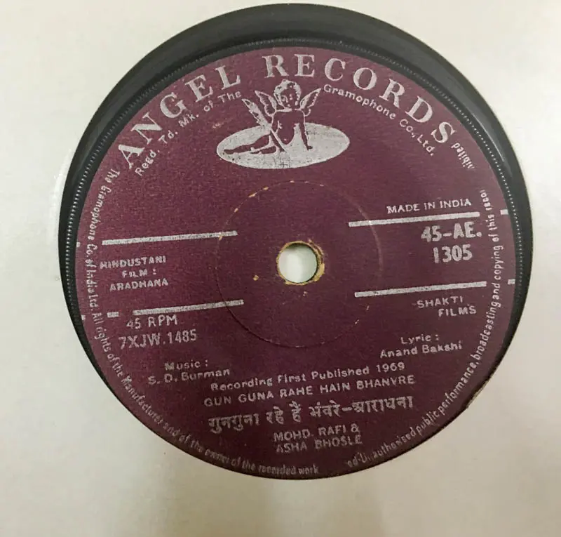 Aradhana Vinyl Record EP 45 rpm-Hindi Films Songs - Angel 45-AE 1305