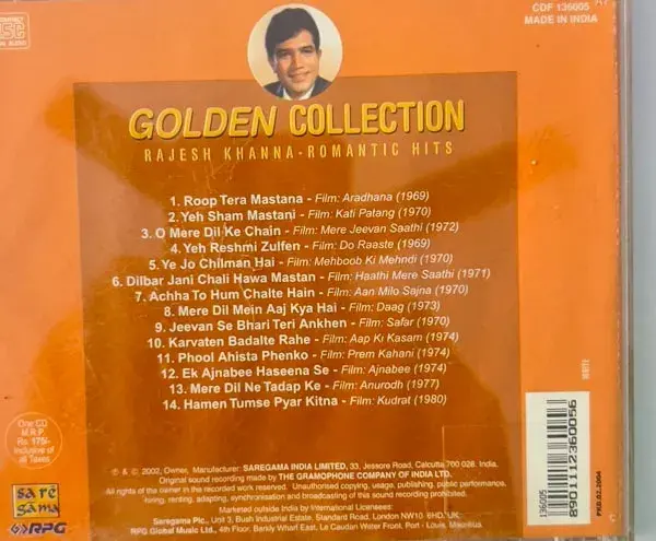 Golden Collection - Rajesh khanna audio cd - Hindi Film Songs - Saregama