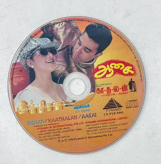 Indian - Kaathalan - Aasai Audio Cd - Tamil Film Songs - Pyramid CD PYR 8460