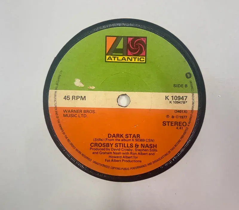 Crosby Stills & Nash Vinyl Record EP 45 rpm - English Songs- Atlantic K10947 - Image 2