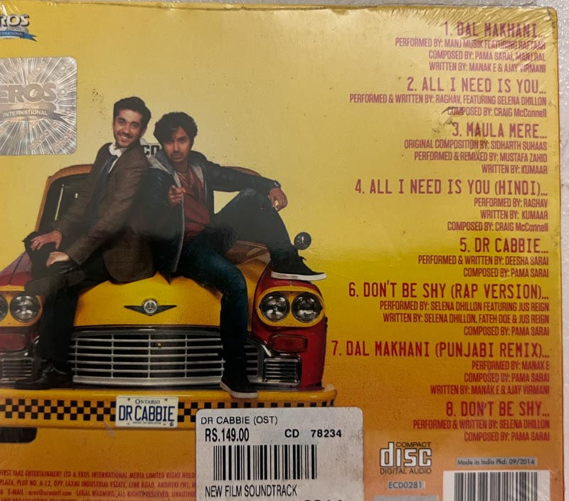 Thumbnail: Dr.Cabbie Audio cd - Hindi Film Songs -  Eros ECD0012 - Sealed