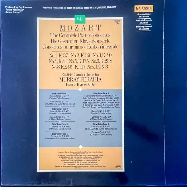 Mozart Vol -1  Set Up Box 3Lps 33.3rpm - English Songs - M3 39044
