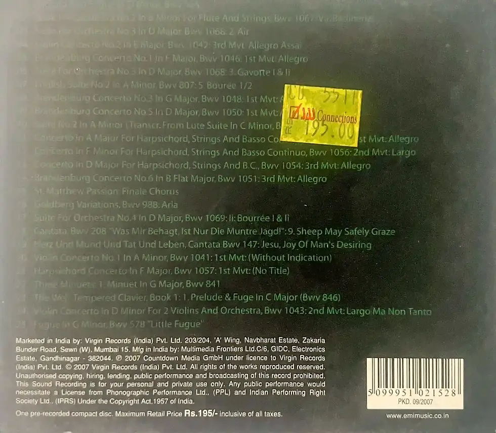 25 Greatest Works Bach audio cd - English Songs - Music From