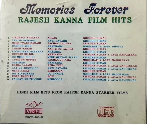 Thumbnail: Rajeshkanna Film Hits audio cd -Hindi  Film Songs - Everest ERCD 100 H