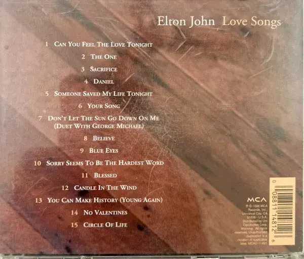 Thumbnail: Love Songs by Elton John audio cd - English Songs - MCA Records MCAD 11481