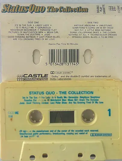 Status Quo Audio Cassette- English Songs - Castle CCSMC 114Made In England