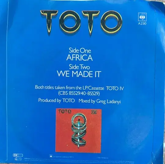 Thumbnail: Toto Africa - Vinyl EP 45rpm - English Song - CBS A2510