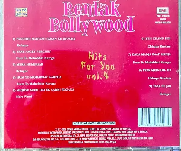 Rentk Bolly Wood - Hindi Film Songs - Saregama CDF 110138