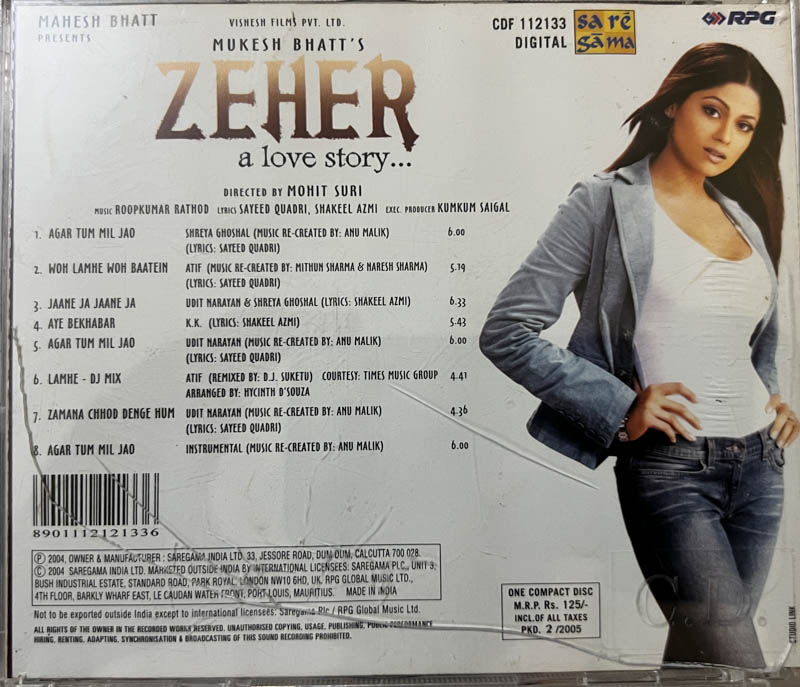 Thumbnail: Zeher - A Love Story Saregama Audio Cd - Hindi Film Songs - Saregama CDF 112133