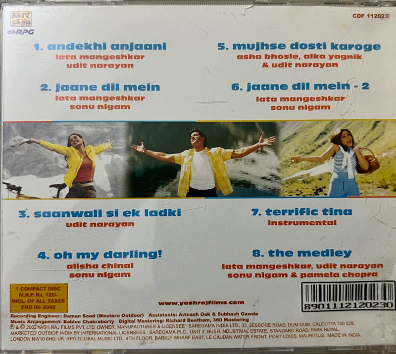 Mujhse Dosti Karoge! Audio CD - Hindi Film Songs - Saregama CDF 112023 - Image 2