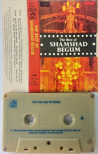 Shamshad Begum Audio cassette - Hindi Fiilm Songs - HMV STHV 42761