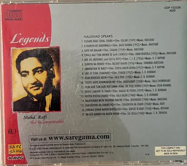 Mohd.Rafi audio cd - 4 cd pack - Hindi Film Songs - Saregama