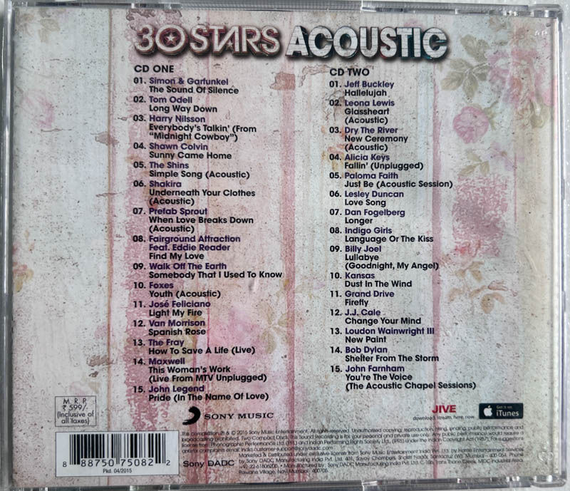 Thumbnail: 30 Stars Classic Acoustic Audio Cd - English Songs - Sony Music 88875 075082