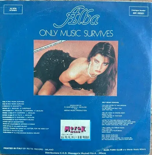 Only Music Survives - Alba - EP 45rpm - English Song - Merak Music MKX 68001