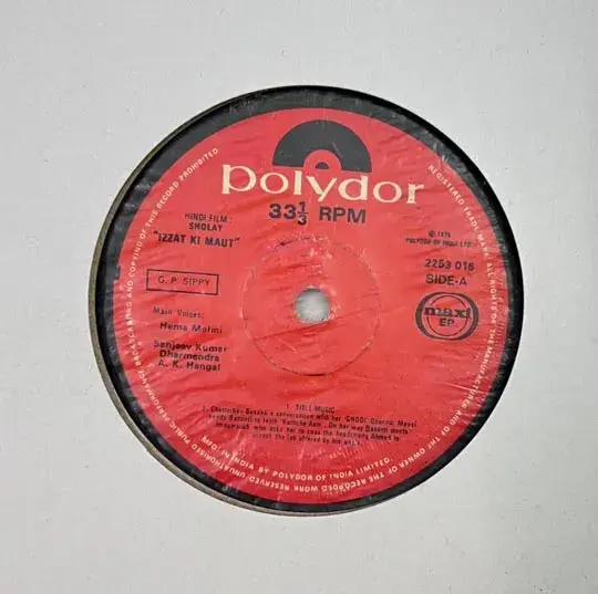 Sholay EP 33.3 rpm - Hindi Film Songs - Polydor 2253 016