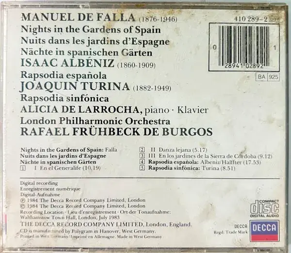 Thumbnail: Falla: Nights In The Gardens Of Spain Larrocha/Fruhbeck De Burgos
