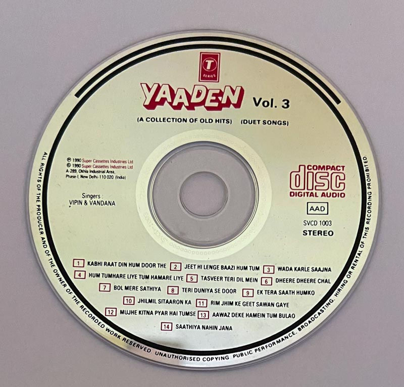 Thumbnail: Yaaden Vol.3 A Collection of Old Hit Duets cd - Hindi Songs - T Series 1003