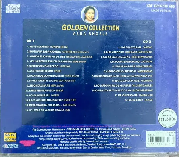 Thumbnail: Asha Bhosle - Her Greatest Hits -2cd Pack audio cd - Hindi Films Songs -Saregama