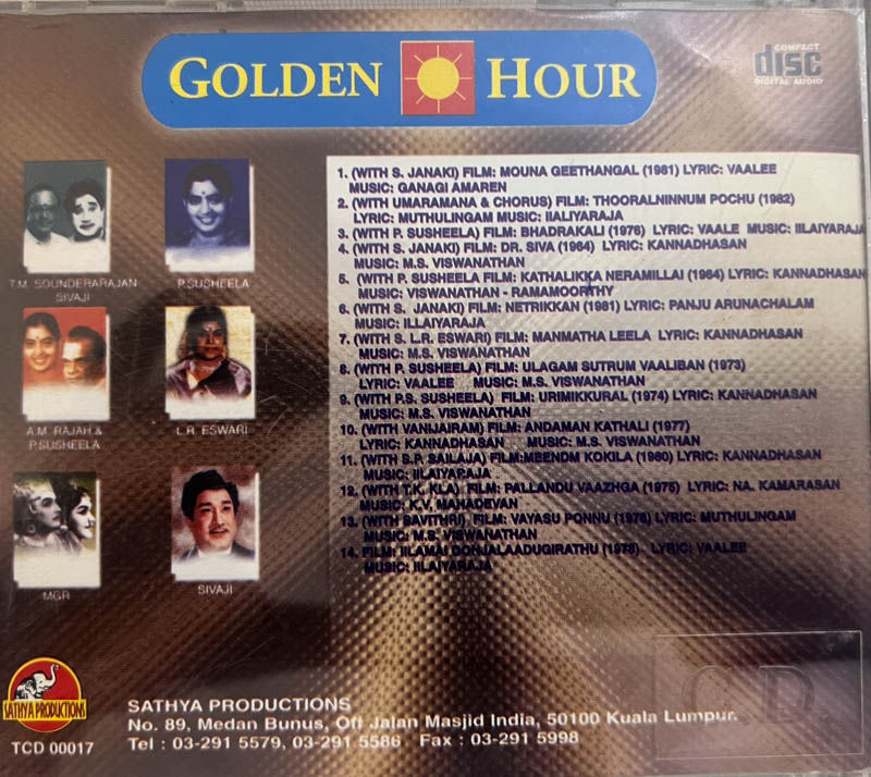 Golden Hour audio cd - Tamil Songs - Sathya Productions - TCD 00017