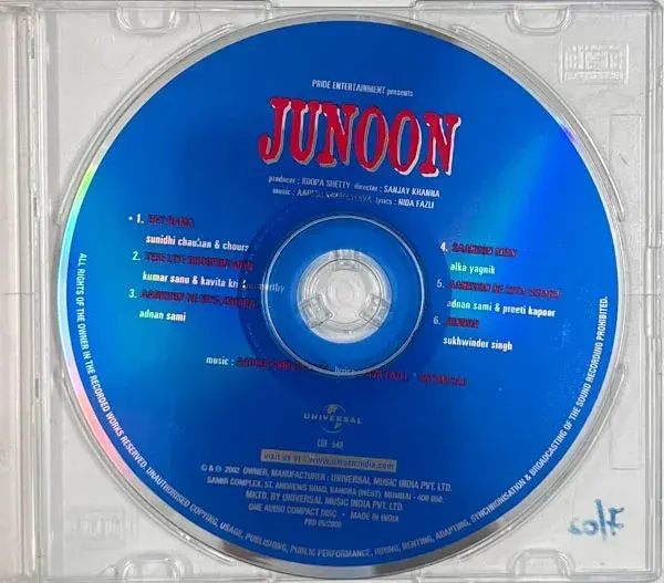 Thumbnail: Junoon Audio cd - Hindi Film Songs - Universal CDF 548