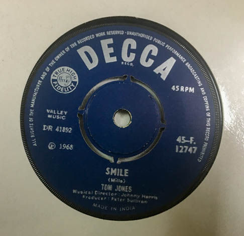 Tom Jones Vinyl Record EP 45 rpm - English Songs - 45-F 12747