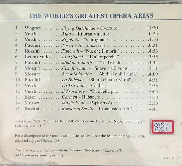 Thumbnail: The World's Greatest Opera Arias audio cd - Western Classical