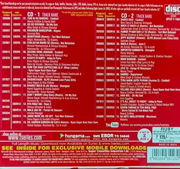 Everybody On Dance Floor15 Remix audio cd -2 cd pack -Hindi Film Songs -T Series