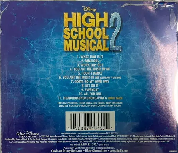 High School Musical 2 audio cd - English Songs -Disney D000065102